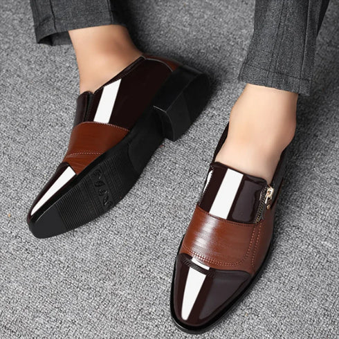 Elegant Slip-On Formal Dress Shoes for Men - Plus Size Pointed Toe Wedding and Business Casual Footwear